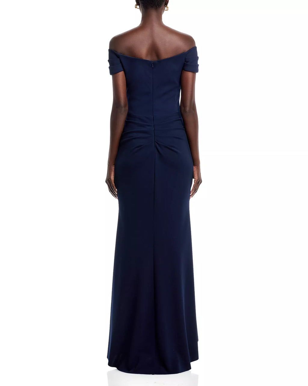 Sleek Trumpet Off The Shoulder Ruched Sleeve Zip Back Floor Length For Ladies Prom Dress