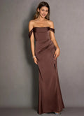 Sleek Trumpet Off the Shoulder Flap Sleeve Open Back Floor Length Female Prom Dress