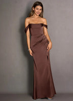 Sleek Trumpet Off the Shoulder Flap Sleeve Open Back Floor Length Female Prom Dress