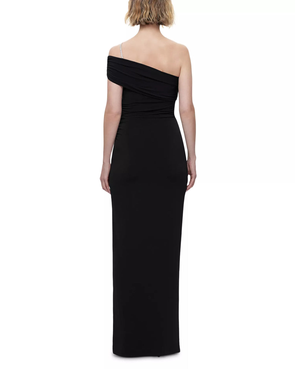 Sleek Trumpet One Shoulder Embellished Strap Ruched Back Floor Length For Adults Prom Dress