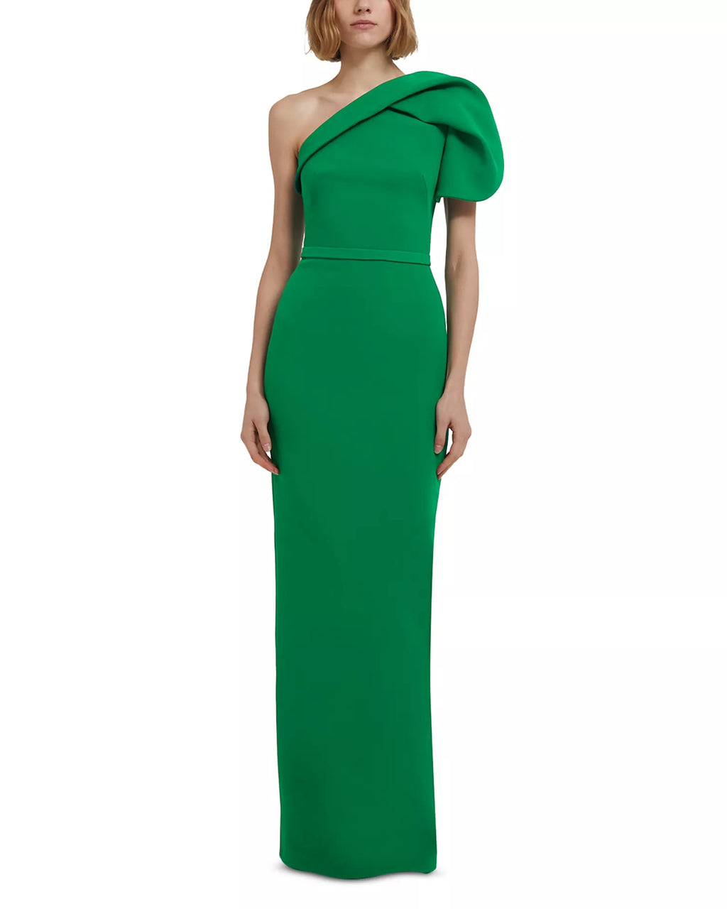 Sleek Trumpet One Shoulder Short Sleeve Open Back Floor Length Female Prom Dress