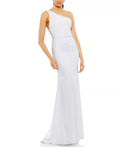 Sleek Trumpet One Shoulder Sleeveless Cut Out Back Floor Length For Sale Prom Dress ﻿