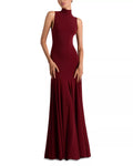 Sleek Trumpet Turtleneck Sleeveless Cutout Back Floor Length For Ladies Prom Dress