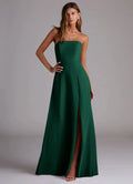 Sleek Form-Fitting Strapless Sweetheart Open Back High Slit Floor-Length Bridesmaid Dress