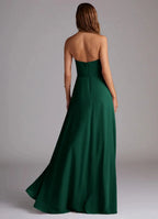Sleek Form-Fitting Strapless Sweetheart Open Back High Slit Floor-Length Bridesmaid Dress