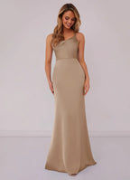 Sleek Satin Bridesmaid Dress with Cowl Neck, Crisscross Back and Mermaid Train