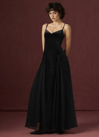 Smooth A Line V Neck Spaghetti Strap Open Back Floor Length For Ladies Prom Dress