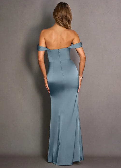 Robe de bal sirène longue à épaules dénudées, sans manches et dos nu, vente chaude