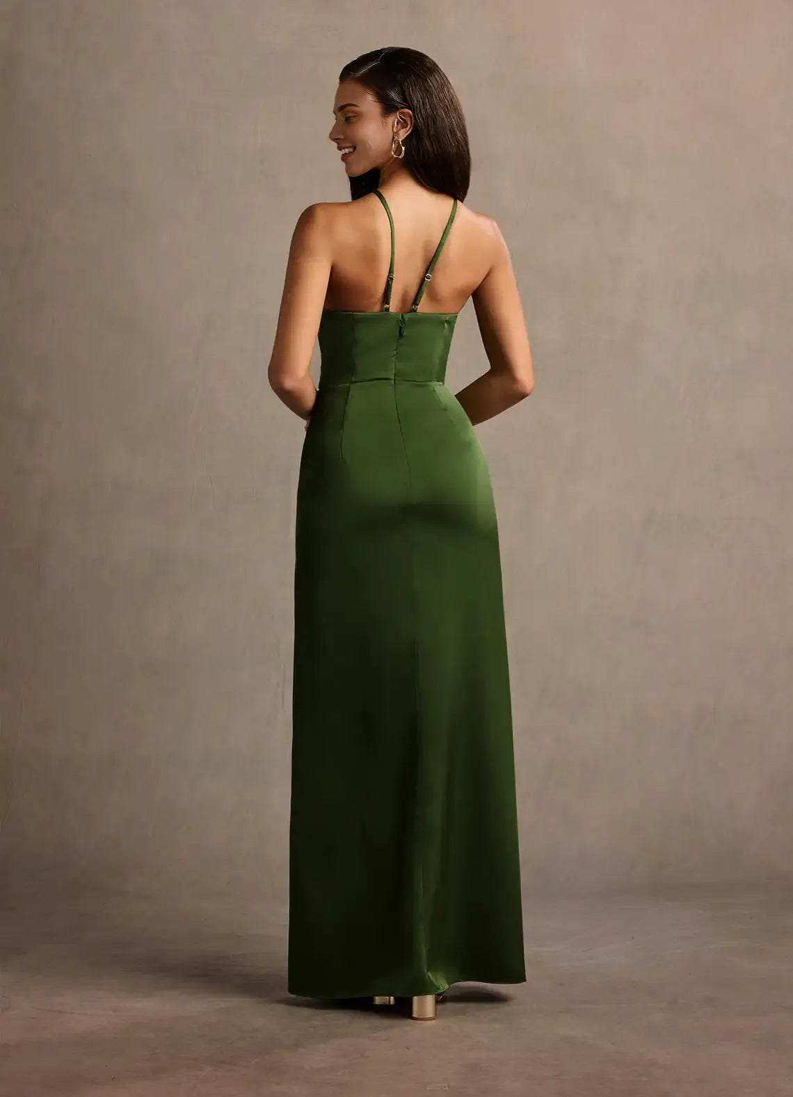 Smooth Sheath Halter Neck Sleeveless Adjustable Strap Back Floor Length For Sale Prom Dress