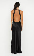Smooth Sheath Halter Neck Sleeveless Deep Open Back Floor Length For Sale Prom  Dress