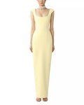 Smooth Sheath Square Neck Cap Sleeve Open Back Floor Length For Women Prom Dress