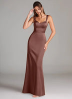 Smooth Trumpet Sweetheart Double Strap Square Back Floor Length For Ladies Prom Dress