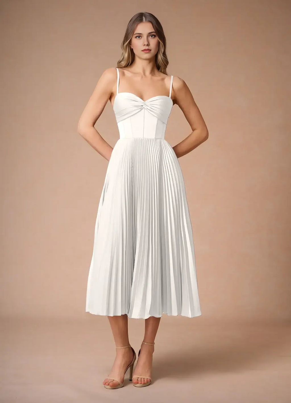 Soft A Line Sweetheart Neck Sleeveless Open Back Midi Length For Ladies Prom Dress