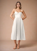 Soft A Line Sweetheart Neck Sleeveless Open Back Midi Length For Ladies Prom Dress