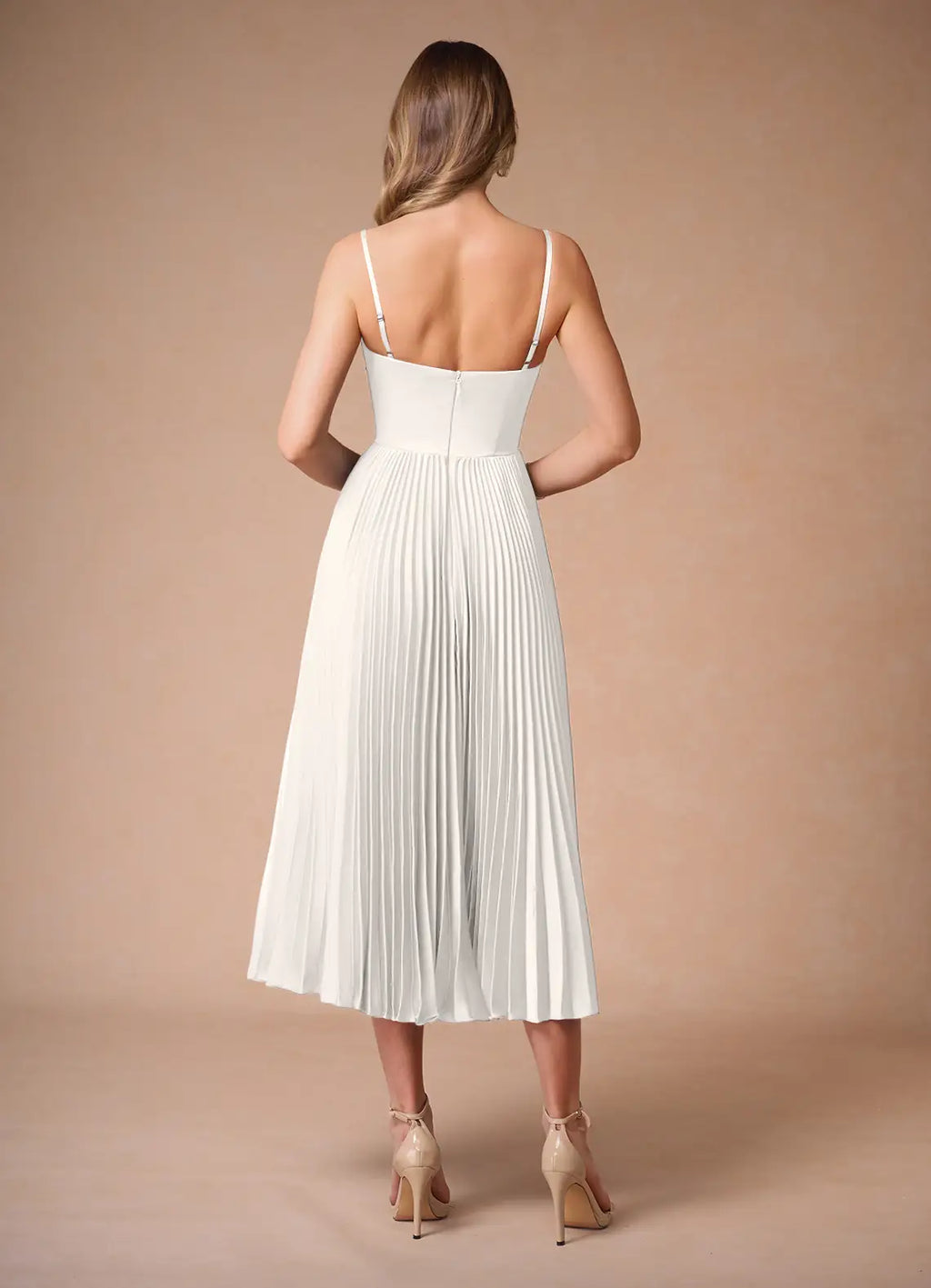 Soft A Line Sweetheart Neck Sleeveless Open Back Midi Length For Ladies Prom Dress