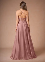 Soft A Line Sweetheart Spaghetti Strap Crisscros Lace Up Back Floor Length Female Prom Dress