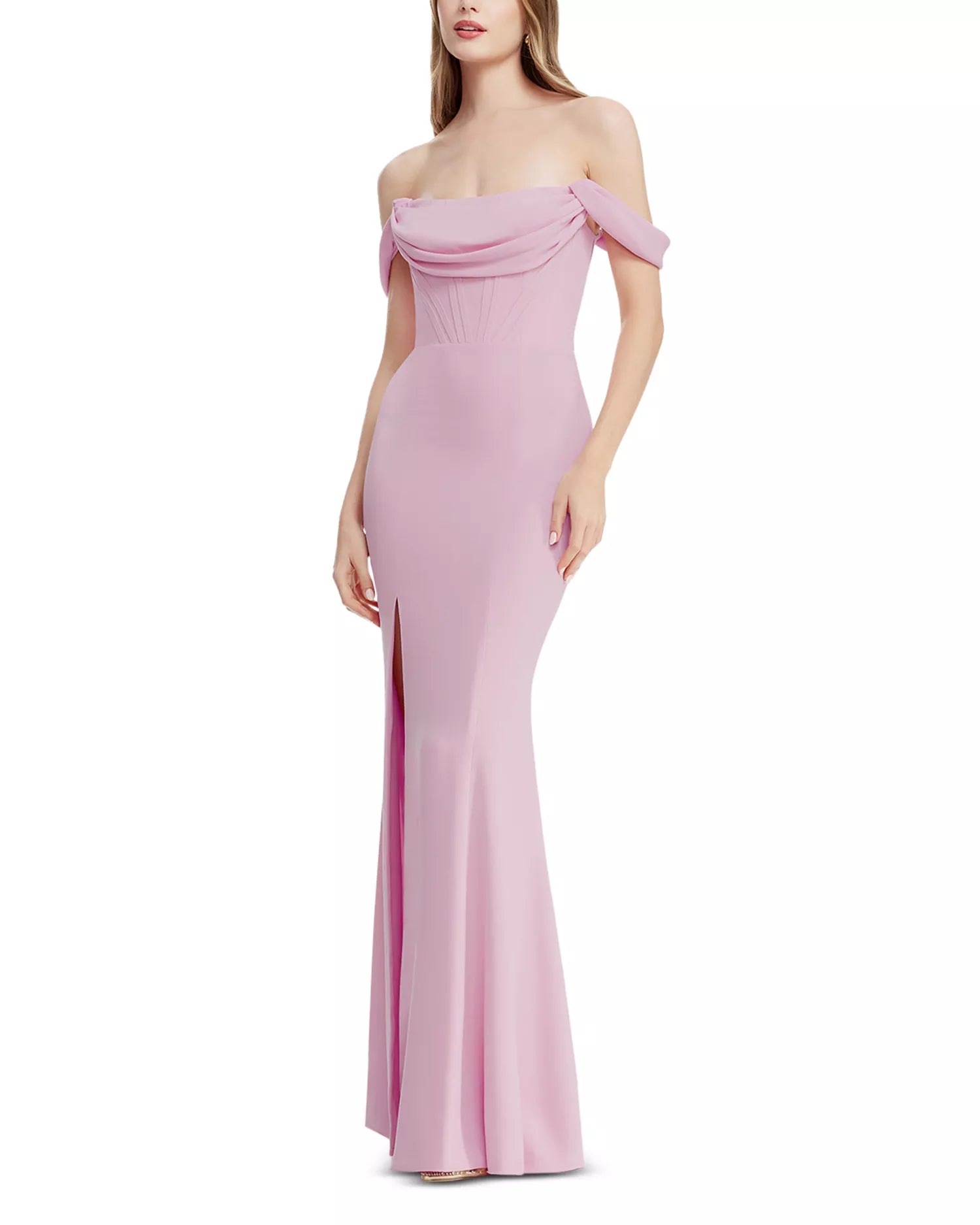 Soft Mermaid Off Shoulder Ruffle Sleeve Zipper Back Floor Length For Adults Prom Dress