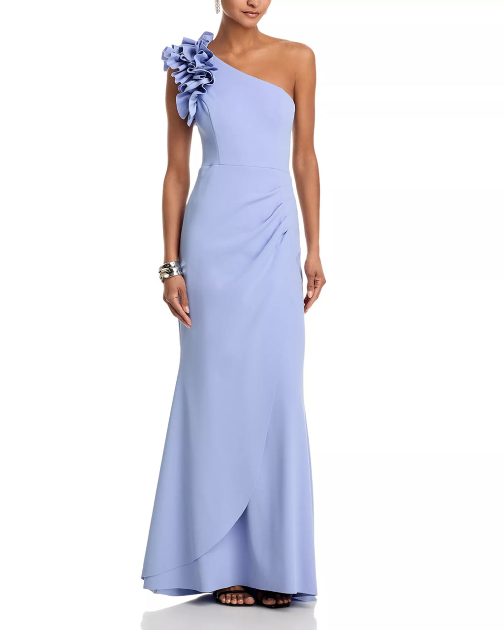 Soft Mermaid One Shoulder Sleeveless Ruched Back Floor Length For Women Prom Dress