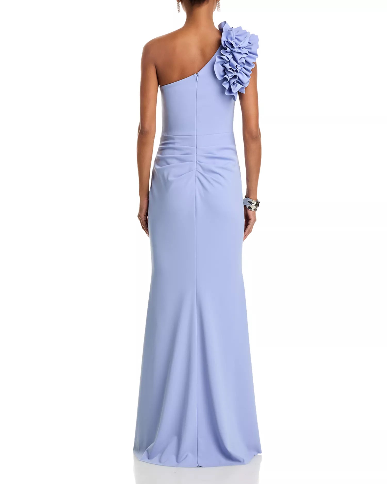 Soft Mermaid One Shoulder Sleeveless Ruched Back Floor Length For Women Prom Dress