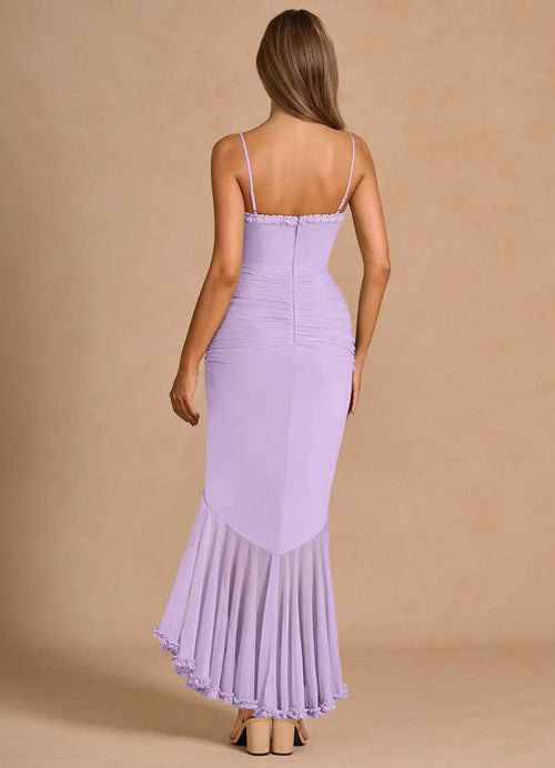 Robe de bal sirène longue pour femme, bretelles spaghetti fines, sans manches, dos ouvert