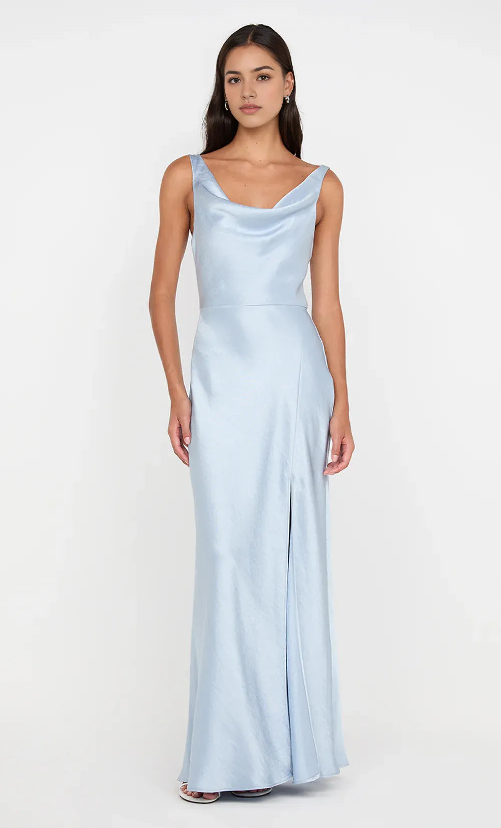 Soft Sheath Cowl Neck Sleeveless Square Back Floor Length For Sale Prom Dress