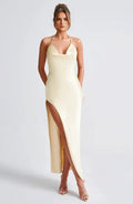 Soft Sheath Halter Neck Sleeveless  Open Back Floor Length For Sale Evening Dress