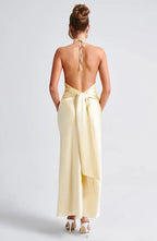 Soft Sheath Halter Neck Sleeveless  Open Back Floor Length For Sale Evening Dress