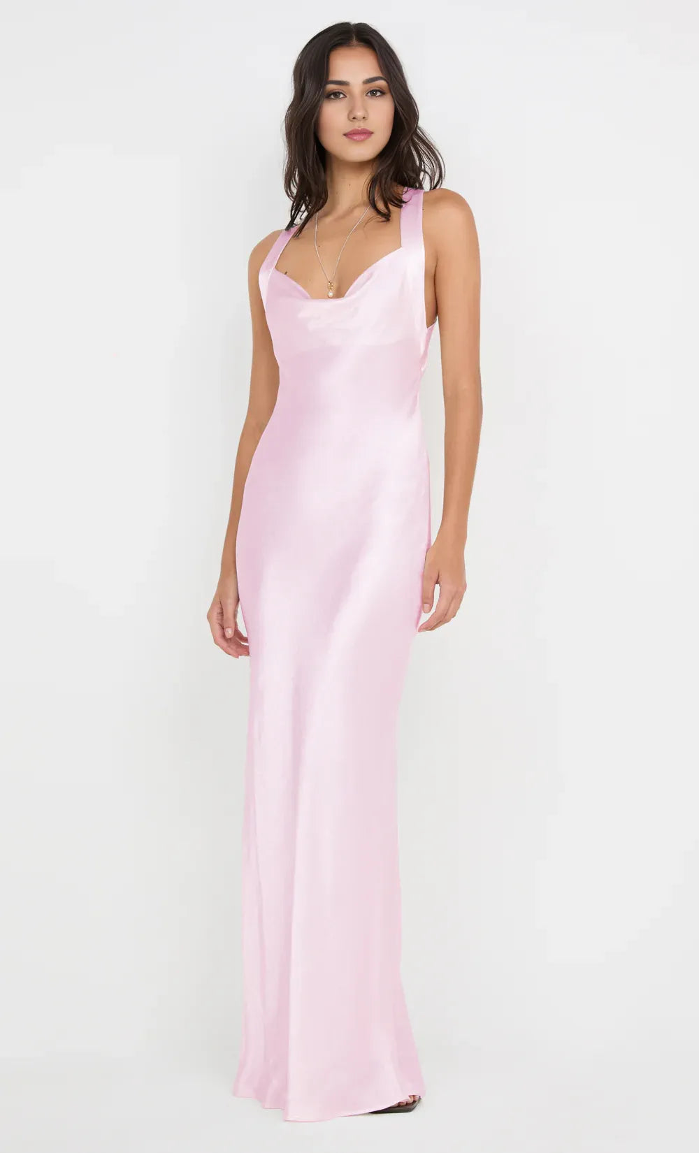 Soft Sheath Square Neck Sleeveless Cross Back Floor Length Hot sale Prom Dress