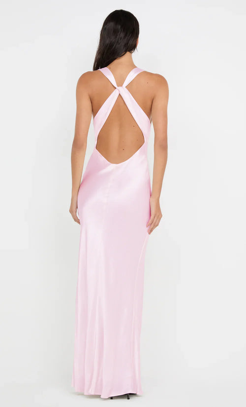 Robe de bal longue sans manches à encolure carrée, dos croisé et fourreau souple, style très demandé