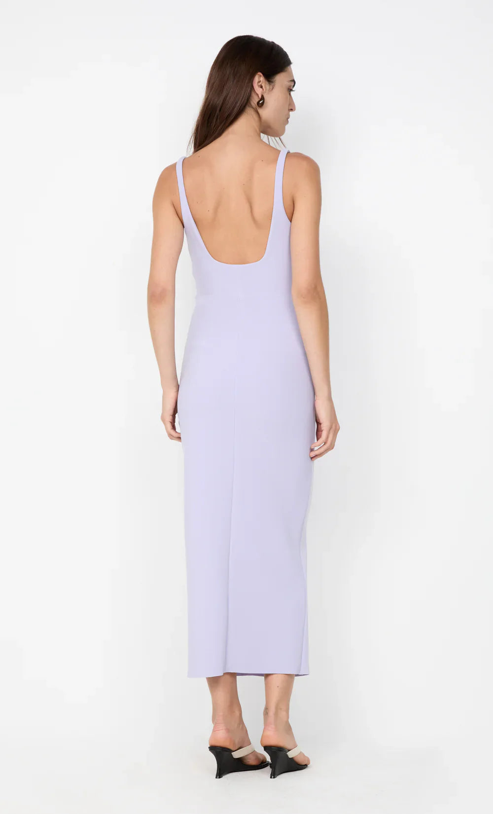 Soft Sheath Square Neck Sleeveless Open Back Midi Length For Sale Prom Dress