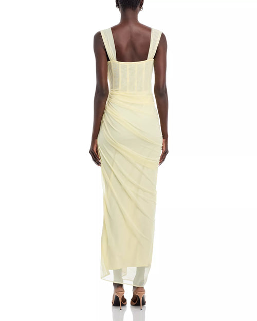 Soft Sheath Square Neck Sleeveless Ruched Bodice Asymmetrical Hem Female Prom Dress