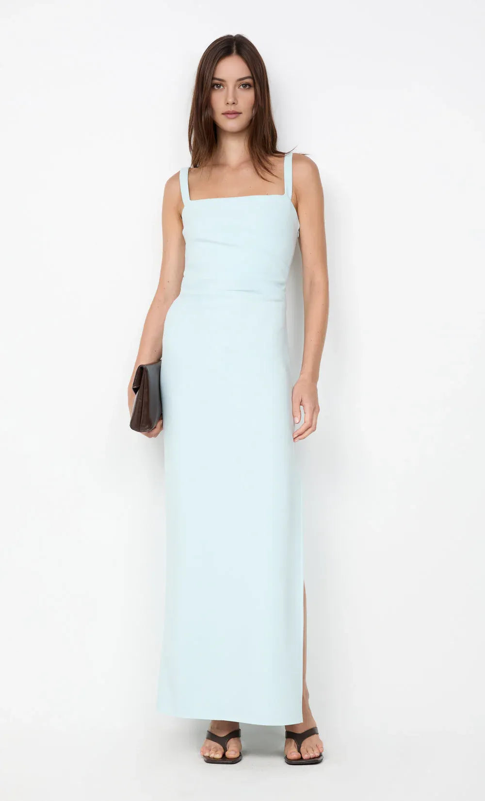 Soft Sheath Square Neck Sleeveless Square Back Floor Length Hot sale Prom Dress ﻿