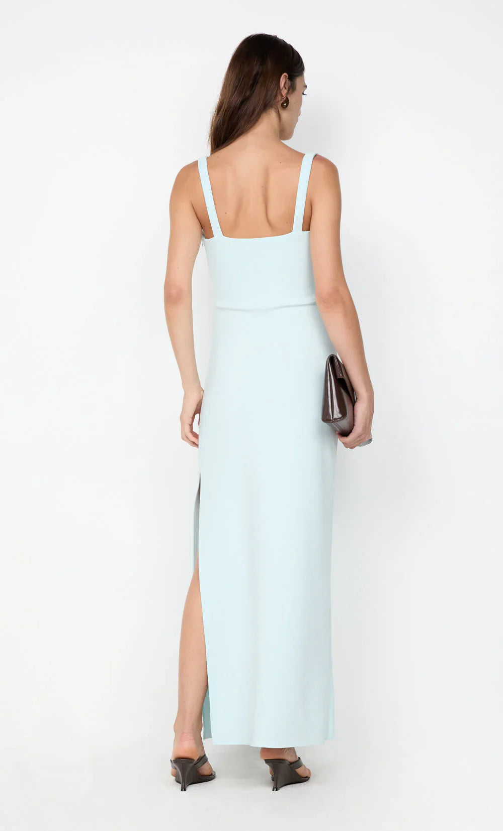 Soft Sheath Square Neck Sleeveless Square Back Floor Length Hot sale Prom Dress ﻿