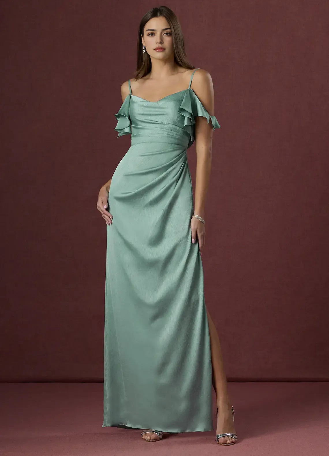Soft Sheath Sweetheart Neck Cold Shoulder Open Back Floor Length For Women Prom Dress