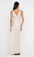 Soft Sheath V Neck Sleeveless V Back Floor Length For Ladies Prom Dress