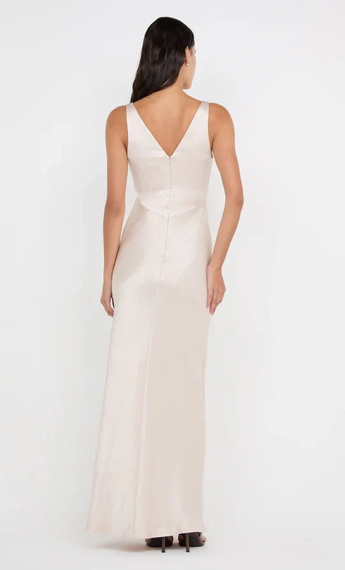 Robe de bal longue en V sans manches, coupe fourreau, avec décolleté en V dans le dos