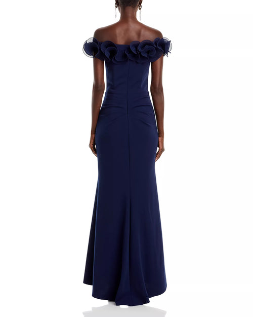 Robe de bal trompette douce à épaules dénudées, manches volantées, dos zippé, longueur ras du sol, vente chaude