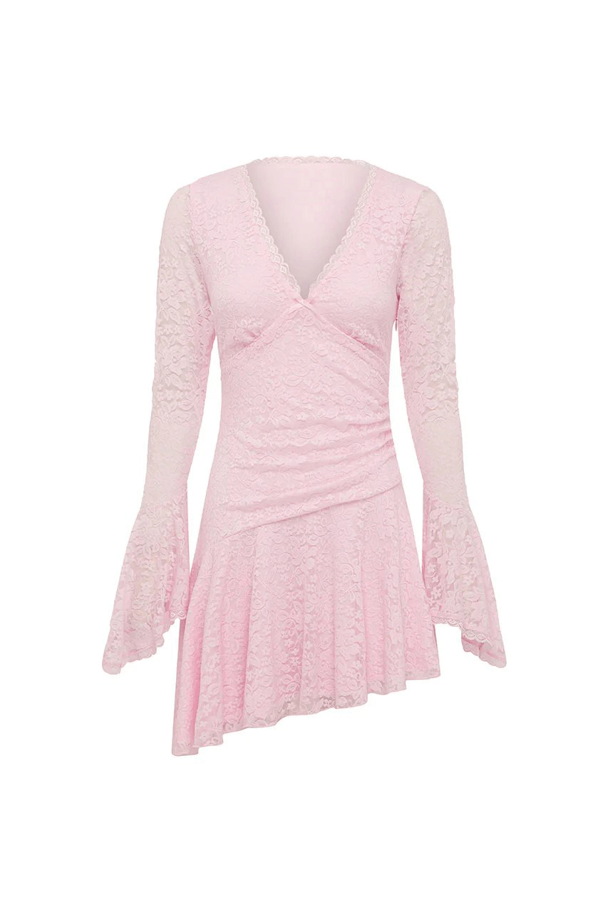 Solid Color A-Line/Princess V Neck Long Sleeves Full Coverage Short-Mini Homecoming Dress