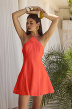 Solid Color A-Line/Princess Halter Neck Sleeveless Backless Short-Mini Homecoming Dress