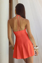 Solid Color A-Line/Princess Halter Neck Sleeveless Backless Short-Mini Homecoming Dress