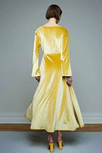 Solid Color A Line Jewel Neck Long Sleeve Ankle-Length Prom Dress