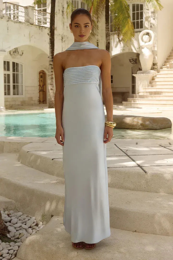 Solid Color Sheath Strapless Sleeveless Floor-Length Prom Dress