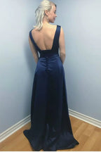 A-Line Round Neck Sleeveless Beaded Maxi Evening Dress