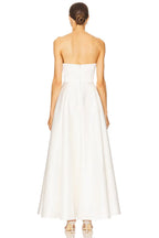 Sophisticated A Line Strapless Sleeveless Open Back High Slit Floor Length Evening Dress