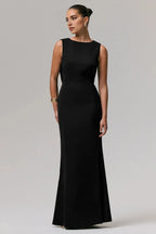 Sophisticated Mermaid Crew Neck Sleeveless Sheer Lace Back Floor Length Evening Dress