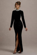 Sophisticated Mermaid High Neck Long Sleeve Zip Back Floor Length Evening Dress