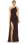 Sophisticated Mermaid One Shoulder Sleeveless High Slit Floor Length Evening Dress