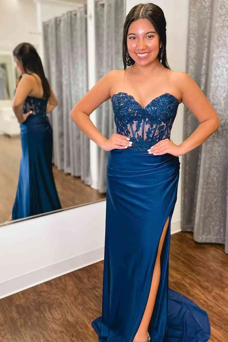Mermaid Sweetheart Strapless Maxi Prom Dress