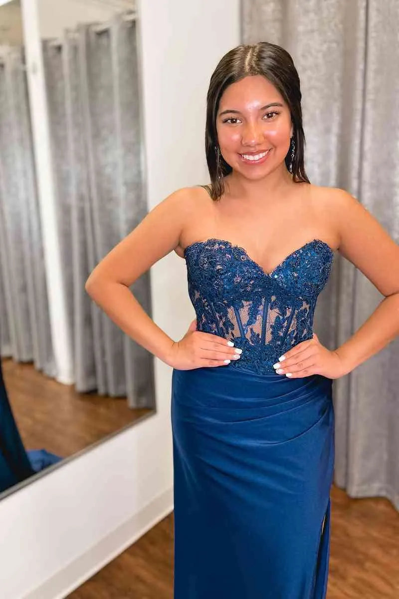 Mermaid Sweetheart Strapless Maxi Prom Dress
