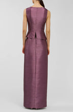 Sophisticated Peplum V Neck Sleeveless Zipper Back Floor Length Evening Dress